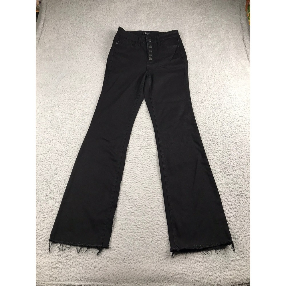 Judy Blue Boot Cut Women Size 5/27 (27X31) Black High Rise Button‎ Fly Raw Hem
